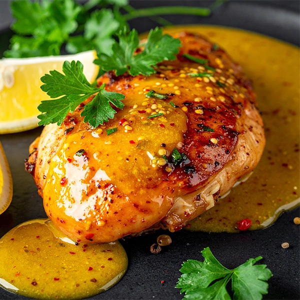 Lemon & Honey Roasted Chicken, Wholegrain Mustard Sauce
